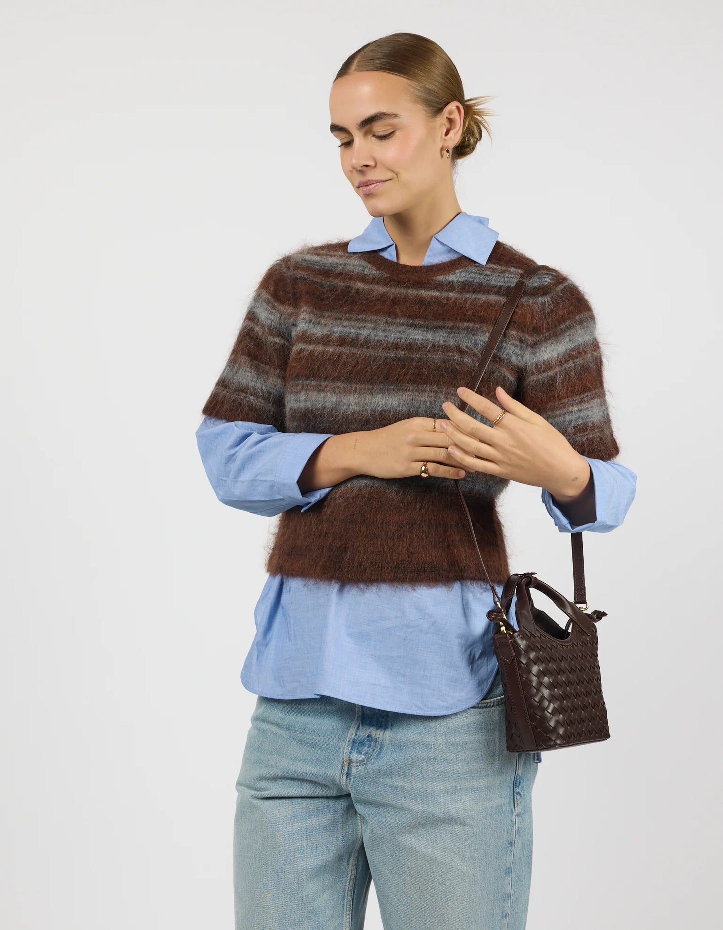 O MY BAG - Mara Mini Chocolate Woven Classic Leather - WERTE FREUNDE
