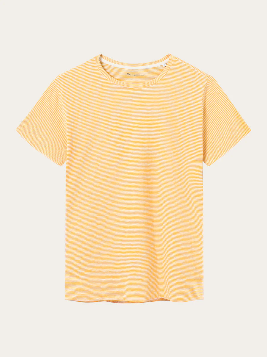 KCA - Narrow striped slub t-shirt - Vegan Amber Yellow