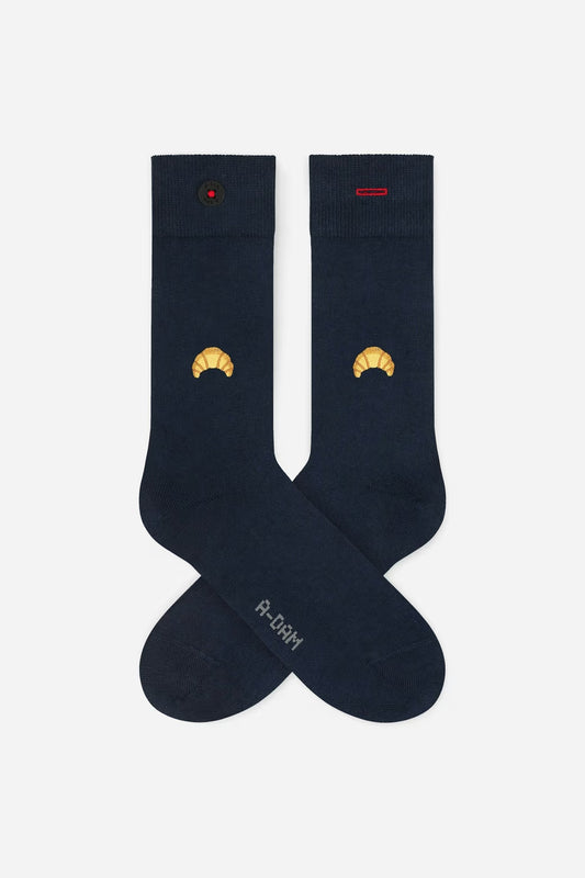 A-dam - Casual Socks Navy Croissant Blue - WERTE FREUNDE