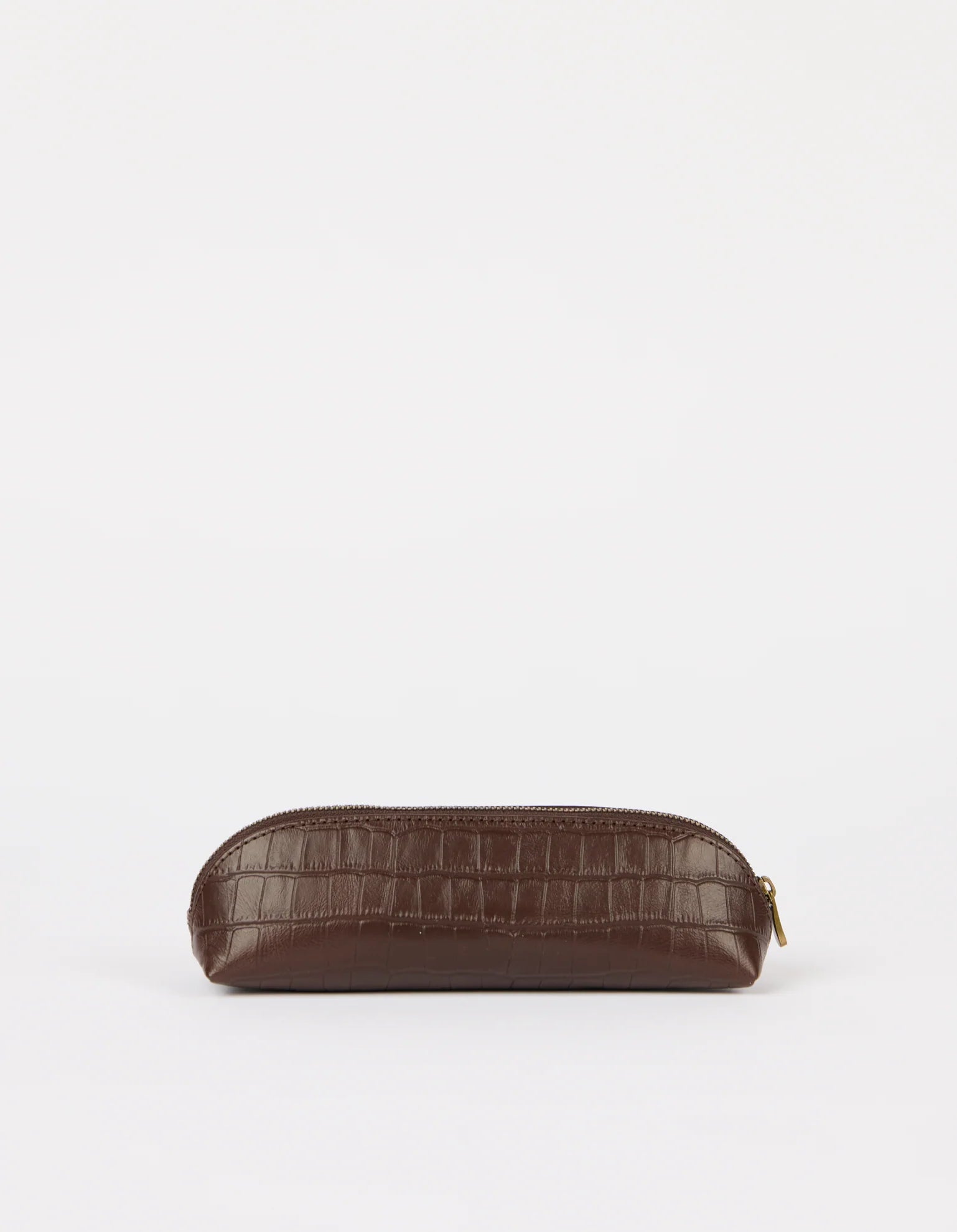 O MY BAG - Pencil Case Large - Chocolate Croco Leather - WERTE FREUNDE