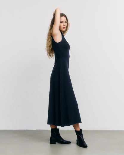 ROTHOLZ - Pin-Tucked Dress Organic Cotton True Black - WERTE FREUNDE