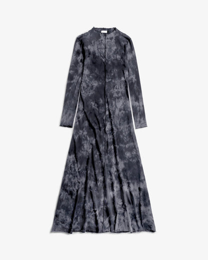 ROTHOLZ - Pin-Tucked Long-Sleeve Dress Black Tie-Dye
