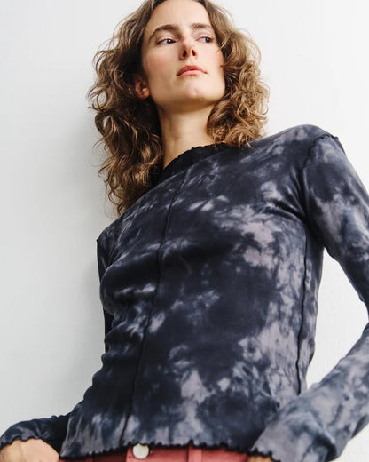 ROTHOLZ - Pin-Tucked Long-Sleeve Black Tie Dye