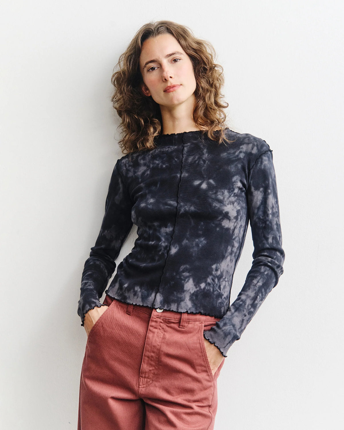 ROTHOLZ - Pin-Tucked Long-Sleeve Black Tie Dye