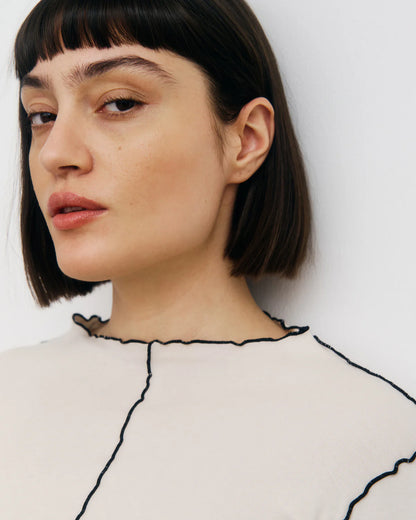 ROTHOLZ - Pin-Tucked Longsleeve Organic Cotton Nature White - WERTE FREUNDE