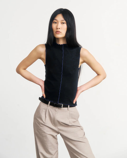 ROTHOLZ - Pin-Tucked Top Organic Cotton True Black - WERTE FREUNDE