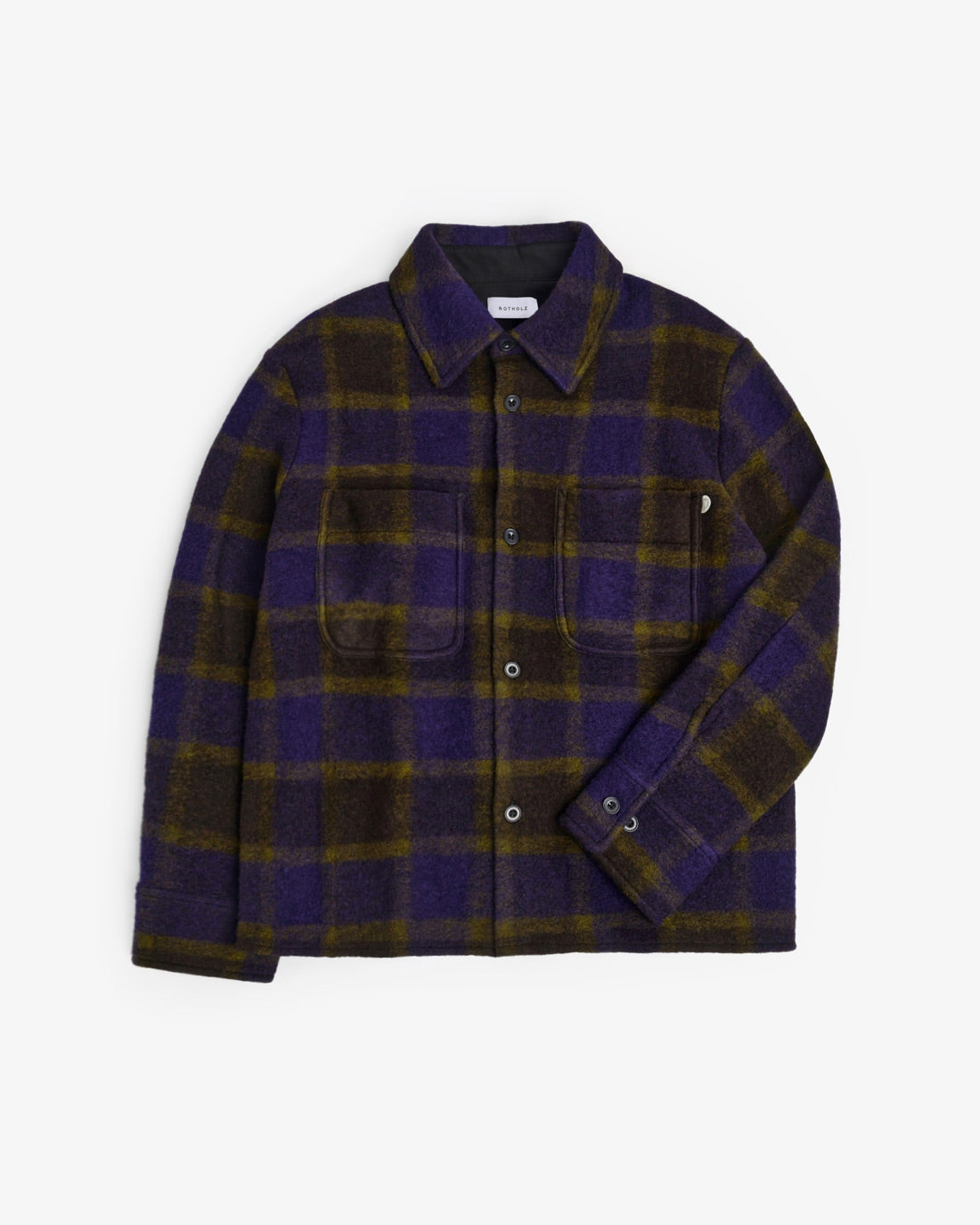 ROTHOLZ - Relaxed Overshirt Wool-Blend Purple Checked - WERTE FREUNDE