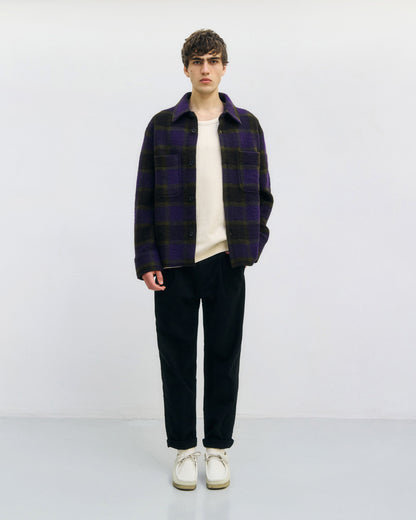 ROTHOLZ - Relaxed Overshirt Wool-Blend Purple Checked - WERTE FREUNDE