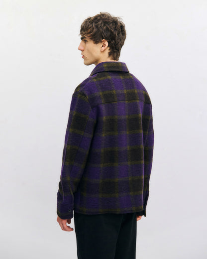 ROTHOLZ - Relaxed Overshirt Wool-Blend Purple Checked - WERTE FREUNDE