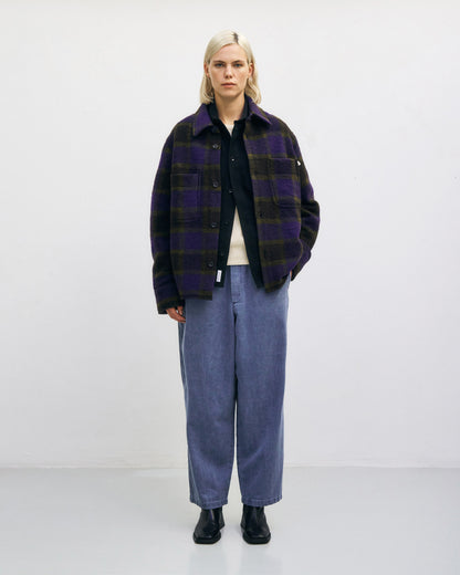 ROTHOLZ - Relaxed Overshirt Wool-Blend Purple Checked - WERTE FREUNDE