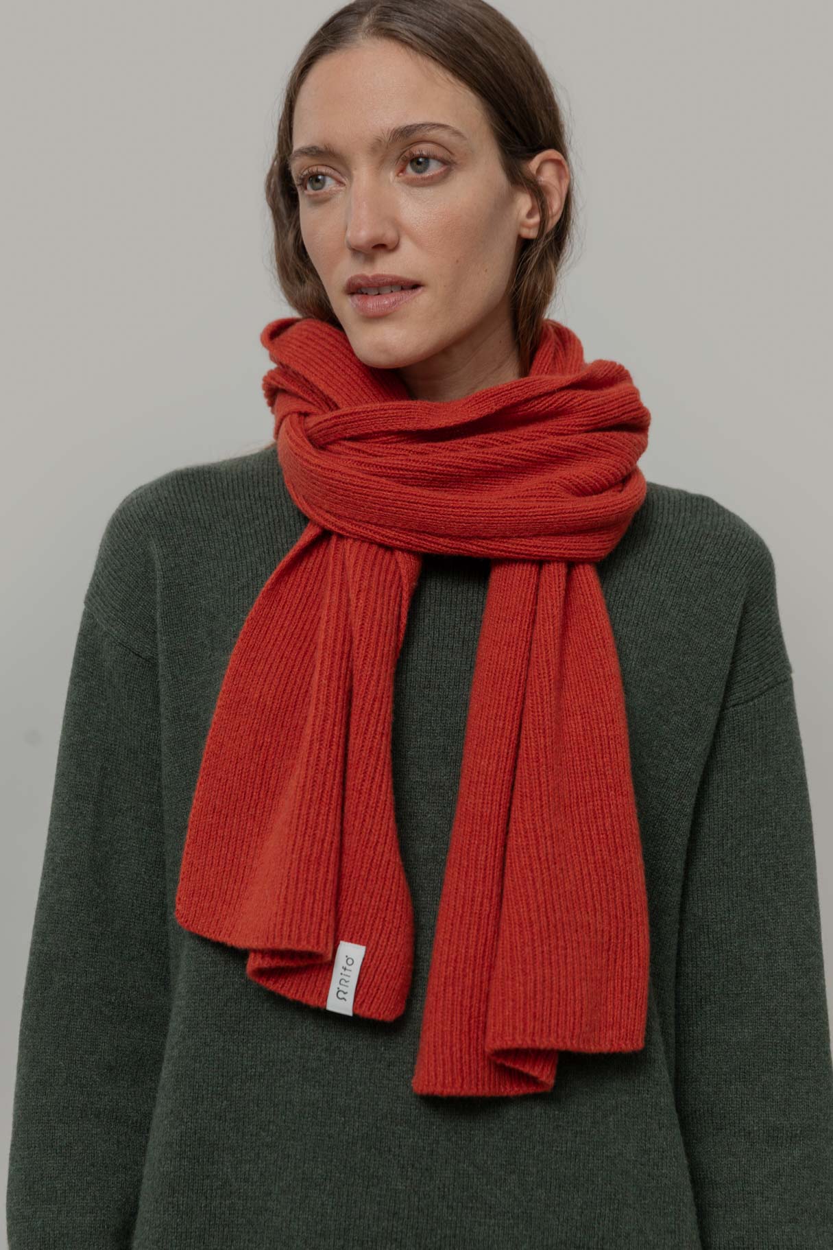 Rifo - Federico Recycled Cashmere Scarf Orange Siena - WERTE FREUNDE