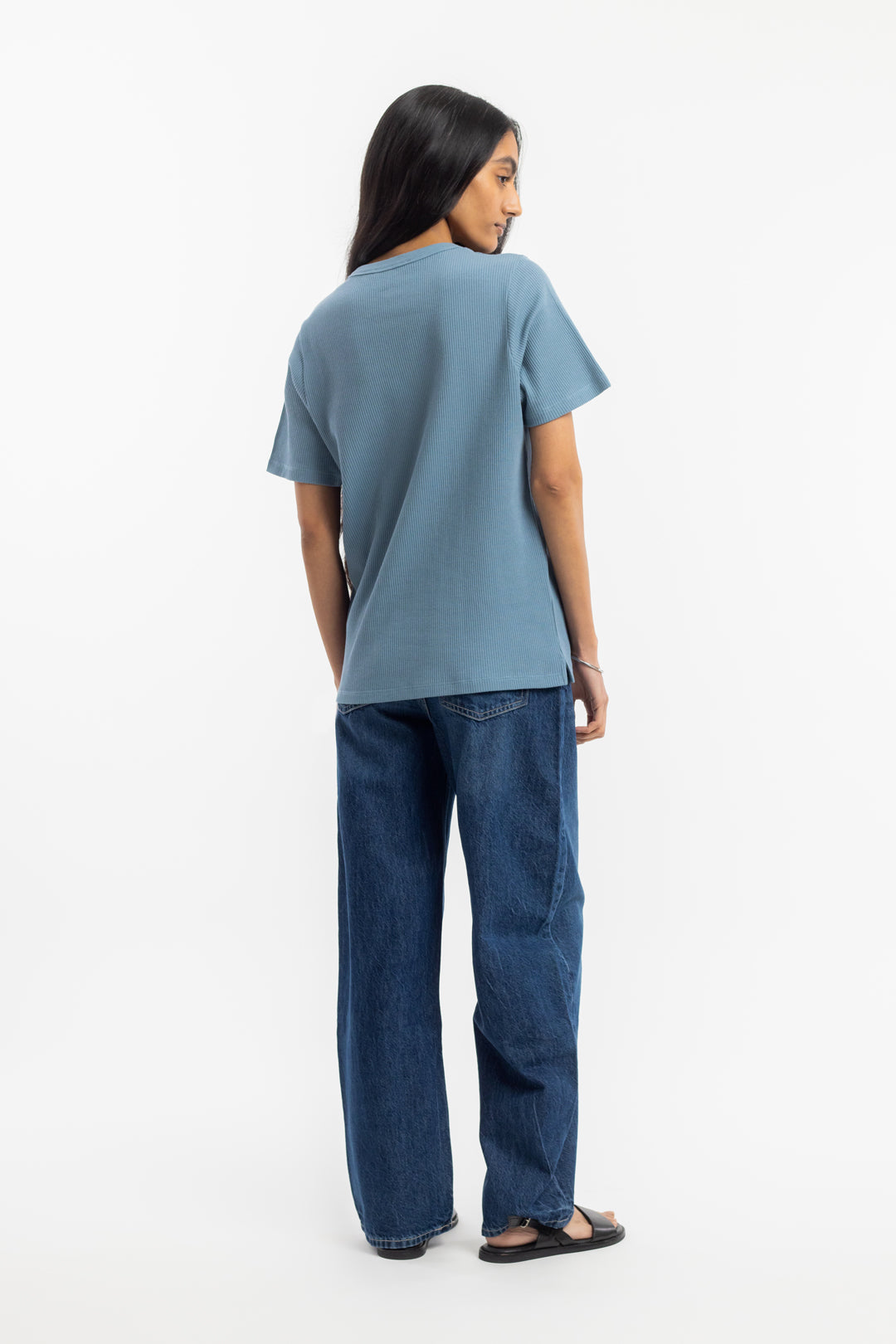 ROTHOLZ - WAFFLE T-Shirt stone blue
