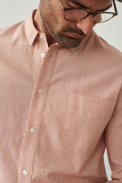 About Companions - SIMON shirt eco oxford striped peach