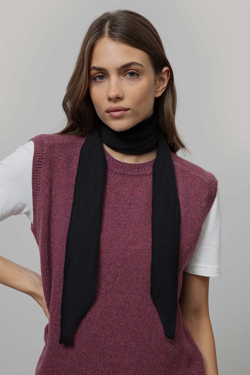 Rifo - Dina Cashmere Skinny Scarf Black Ardesia