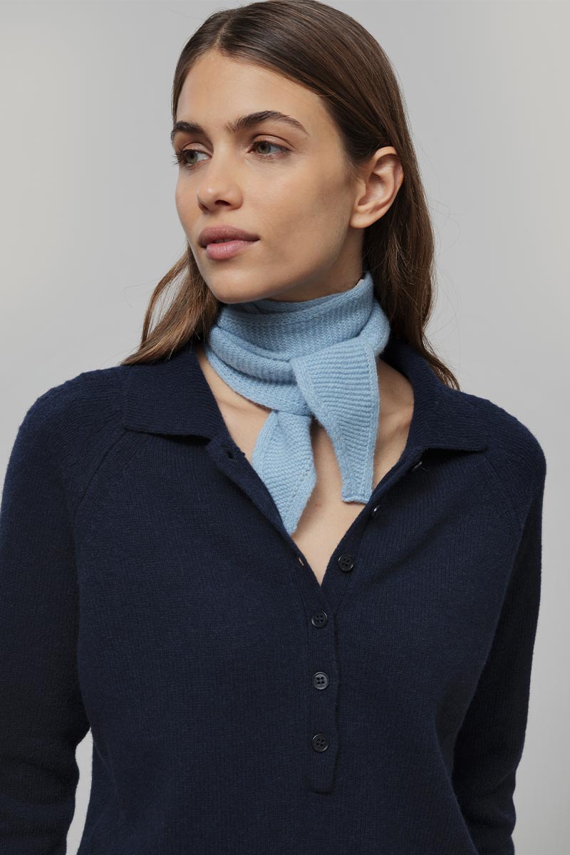 Rifo - Dina Cashmere Skinny Scarf Dusty Blue