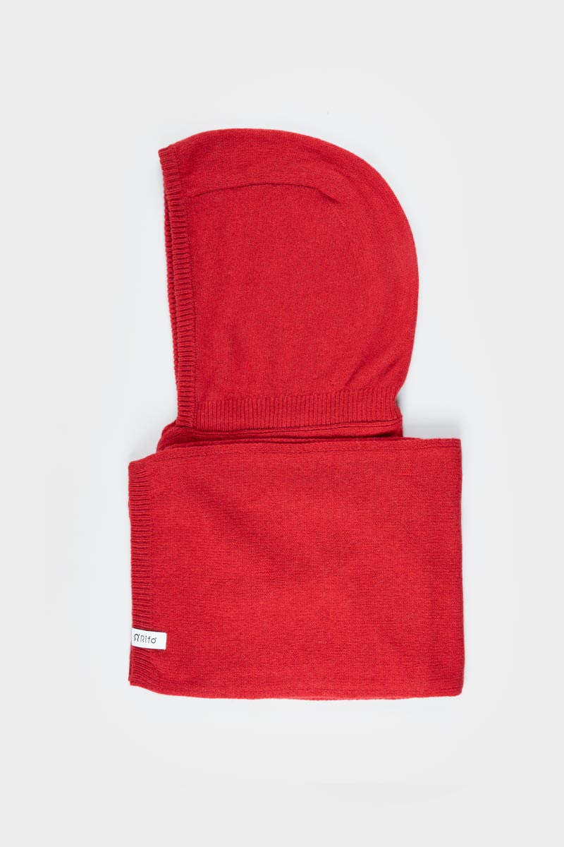 Rifo - Ilenia Cashmere Hooded Scarf Red Papavero