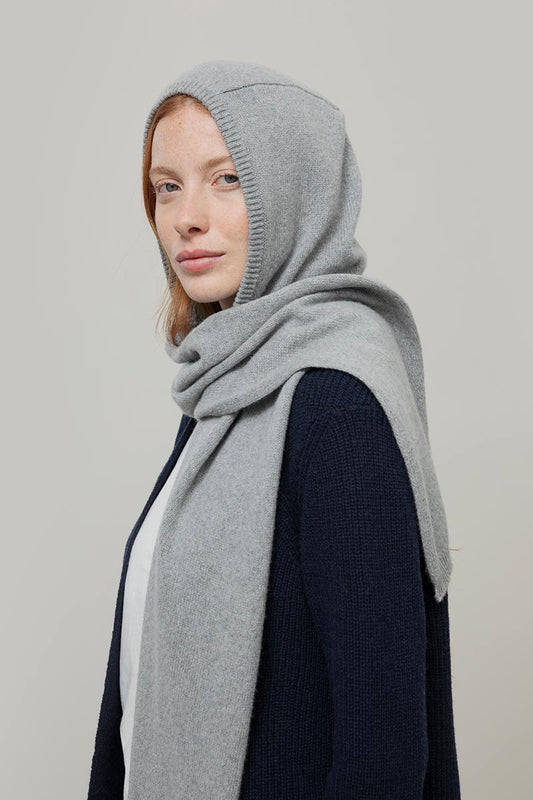 Rifo - Ilenia Cashmere Hooded Scarf Grey Calce