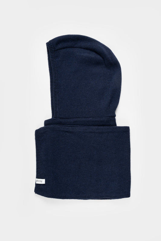 Rifo - Ilenia Cashmere Hooded Scarf Blue Mora