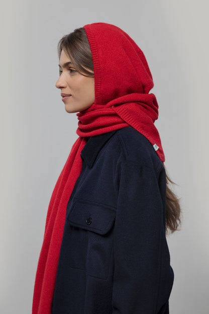Rifo - Ilenia Cashmere Hooded Scarf Red Papavero