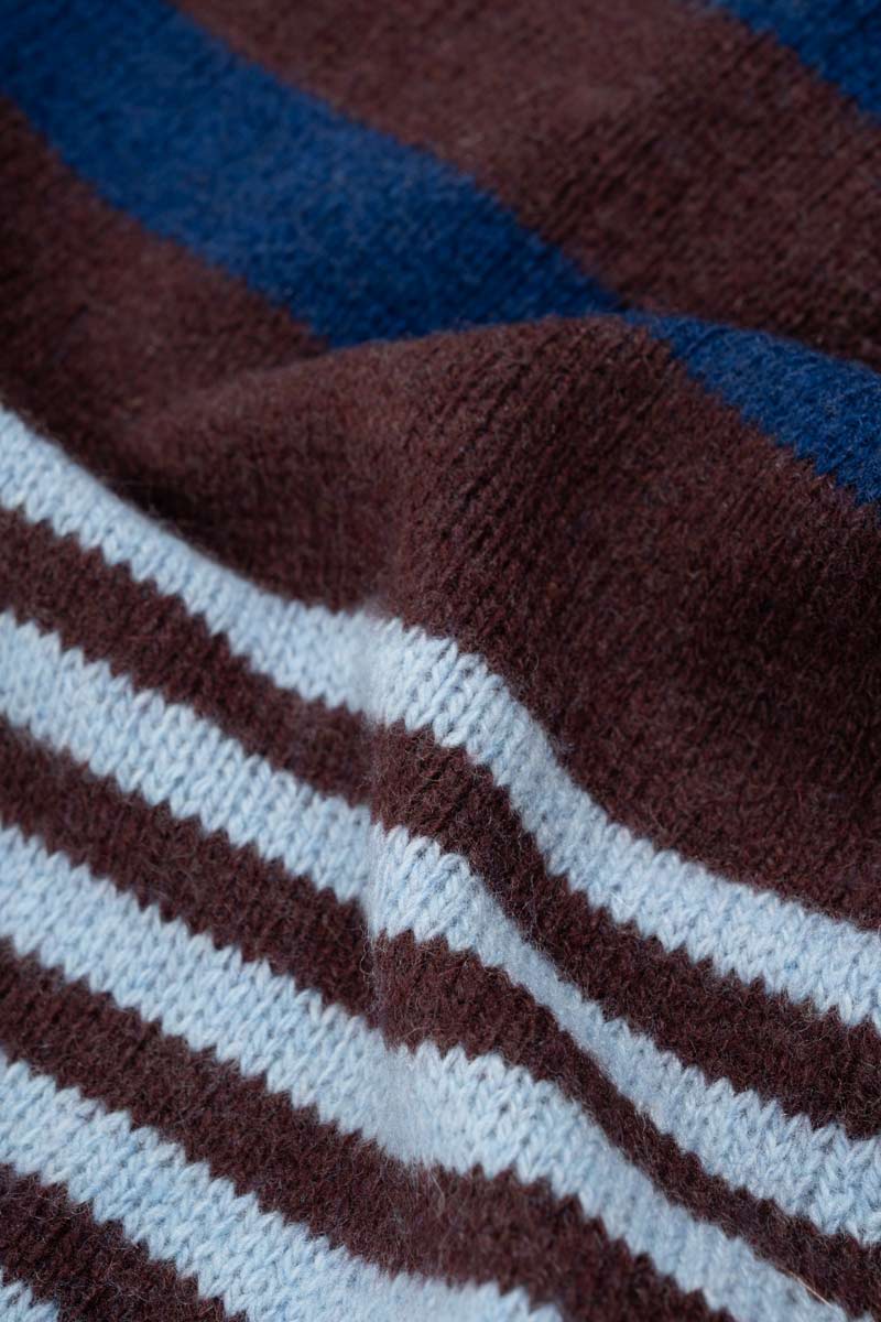 Rifo - Rino Cashmere Striped Skinny Scarf Multicolor Sky