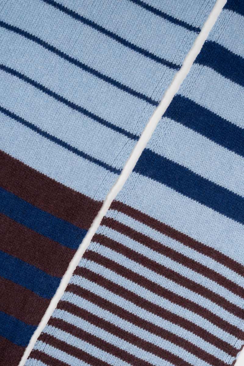 Rifo - Rino Cashmere Striped Skinny Scarf Multicolor Sky