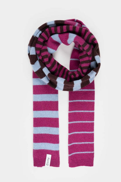 Rifo - Rino Cashmere Striped Skinny Scarf Multicolor Pink