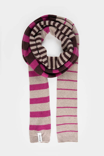 Rifo - Rino Cashmere Striped Skinny Scarf Multicolor Beige