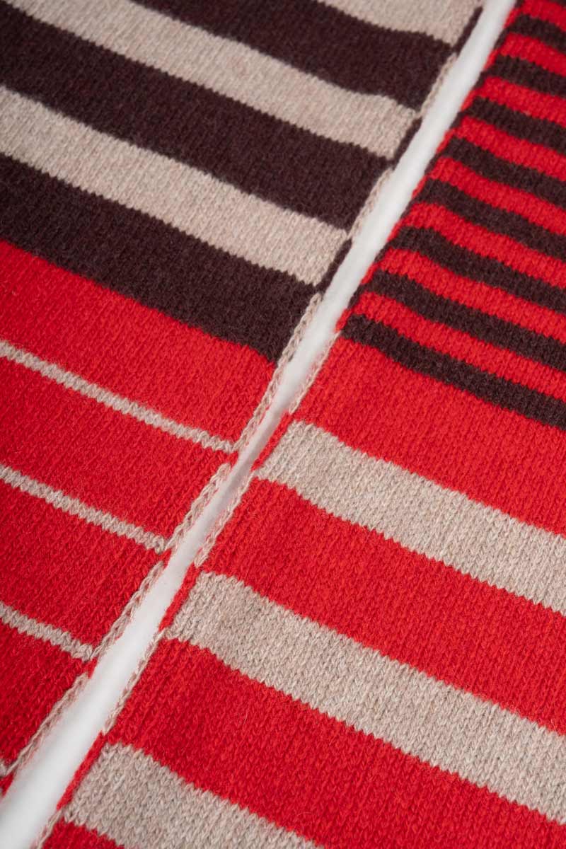 Rifo - Rino Cashmere Striped Skinny Scarf Multicolor Red