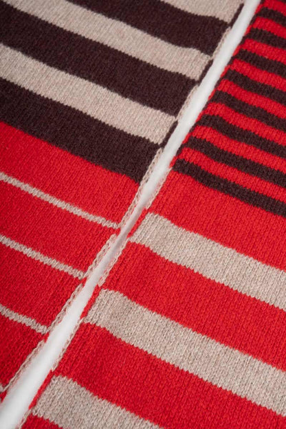 Rifo - Rino Cashmere Striped Skinny Scarf Multicolor Red
