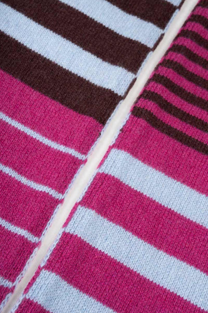 Rifo - Rino Cashmere Striped Skinny Scarf Multicolor Pink