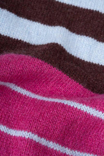 Rifo - Rino Cashmere Striped Skinny Scarf Multicolor Pink