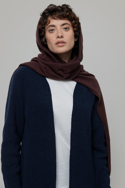 Rifo - Ilenia Cashmere Hooded Scarf Brown Caffè
