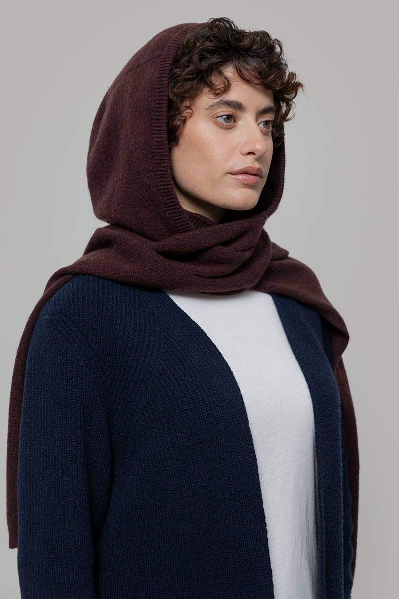 Rifo - Ilenia Cashmere Hooded Scarf Brown Caffè
