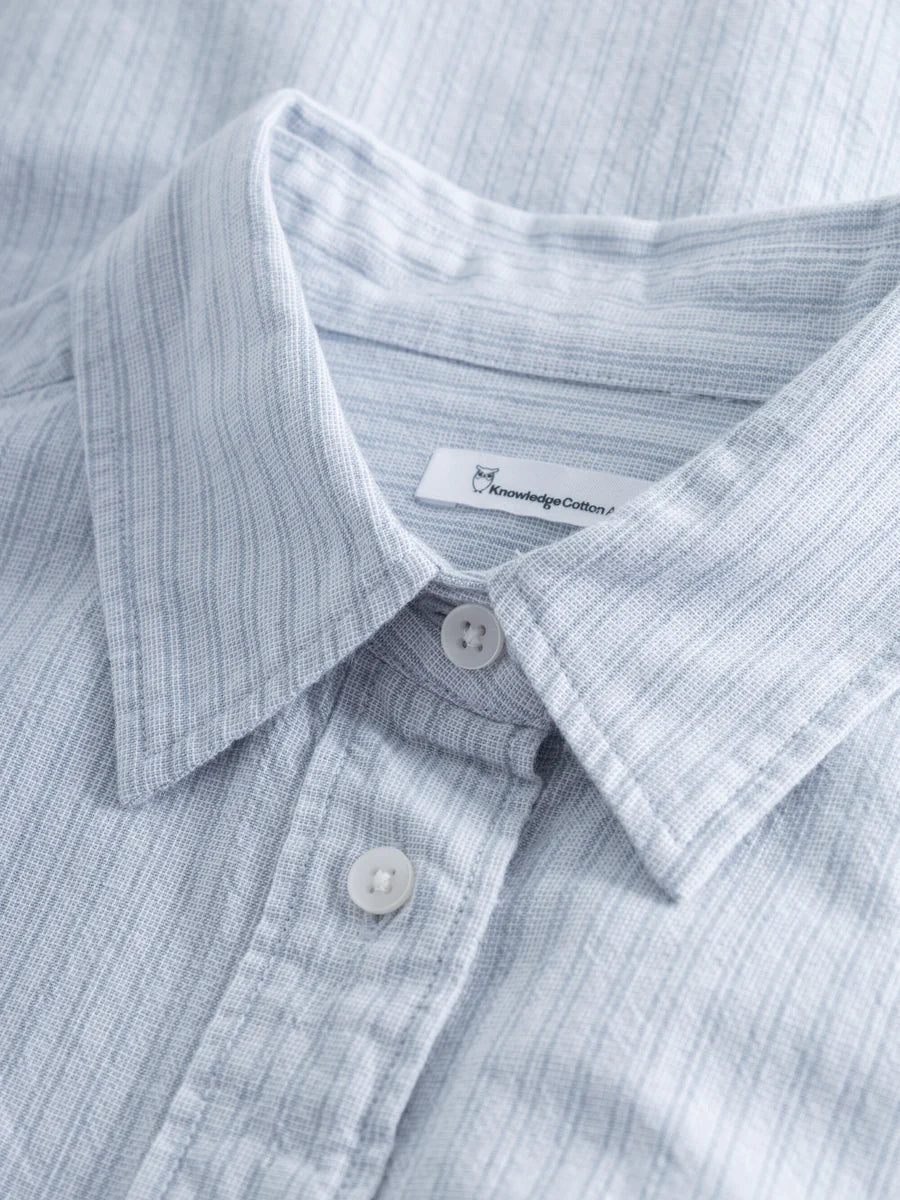 KCA - Striped cotton volume Sleeve Shirt - Vegan Stripe - blue