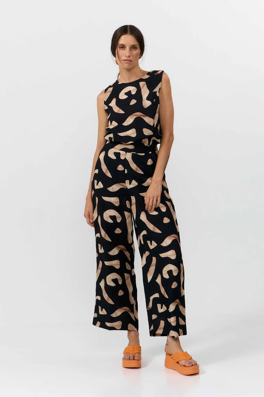 Suite 13 - HATTA PANTS PRINT STONES BLACK - WERTE FREUNDE