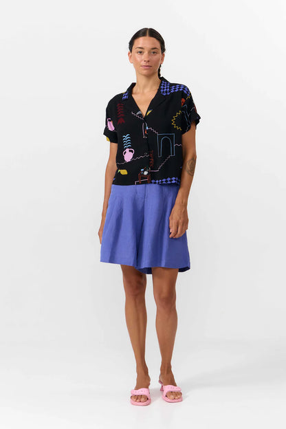 Suite 13 - NYASA SHIRT PRINT HOLIDAY BLACK - WERTE FREUNDE