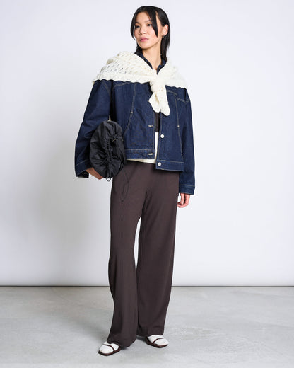 JAN N JUNE - ELVA LAMBSWOOL TRIANGLE SCARF ofwhite