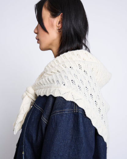 JAN N JUNE - ELVA LAMBSWOOL TRIANGLE SCARF ofwhite