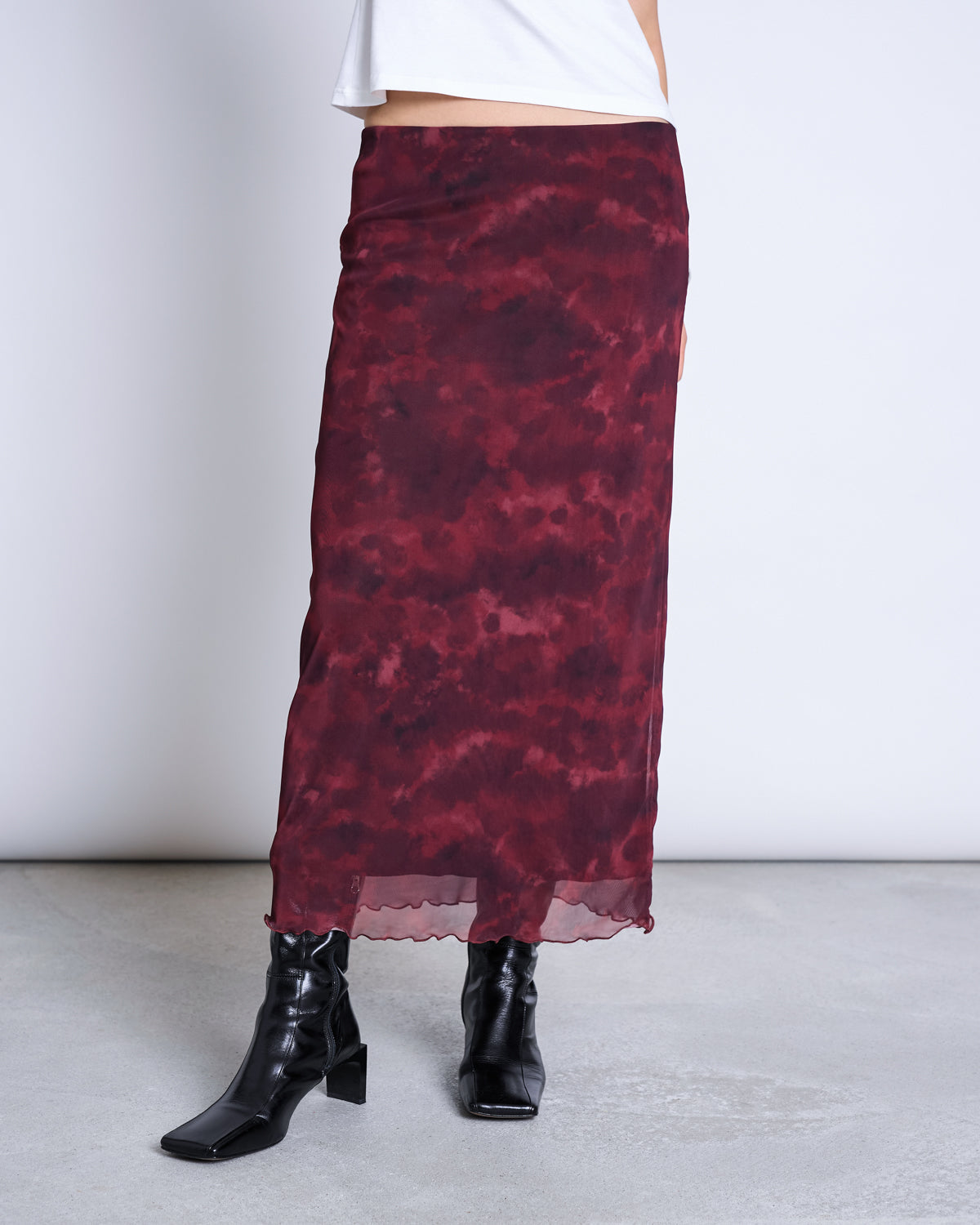 JAN N JUNE - SMUK MESH MAXI SKIRT carmine curl
