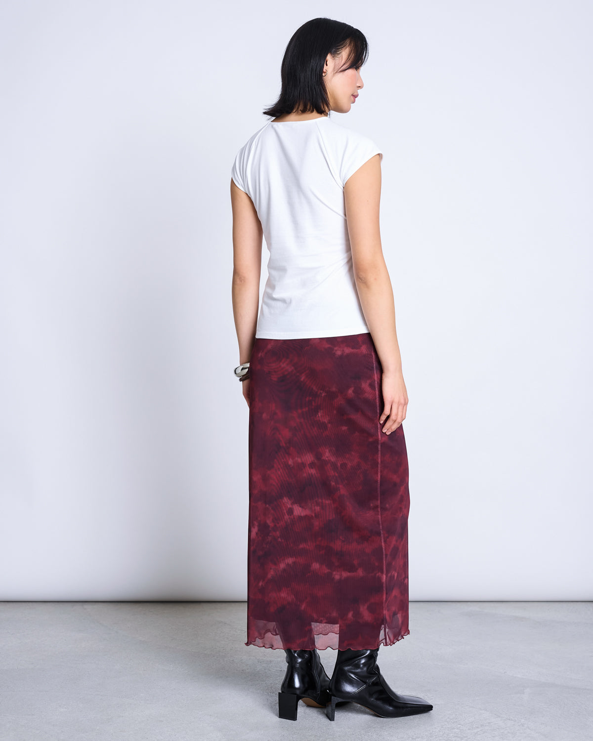 JAN N JUNE - SMUK MESH MAXI SKIRT carmine curl