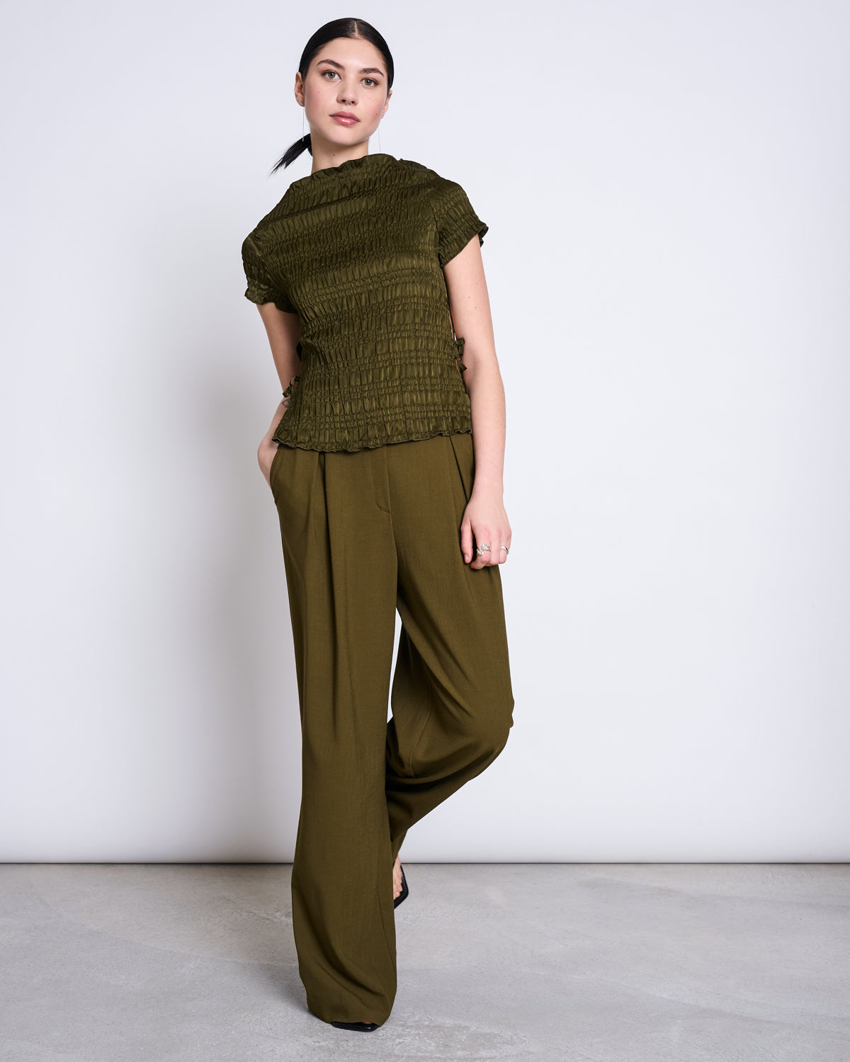 JAN N JUNE - NIVA PLEATED WIDE PANTS rosemary