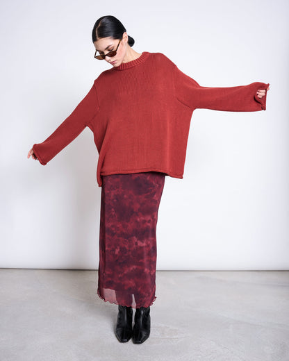 JAN N JUNE - SMUK MESH MAXI SKIRT carmine curl