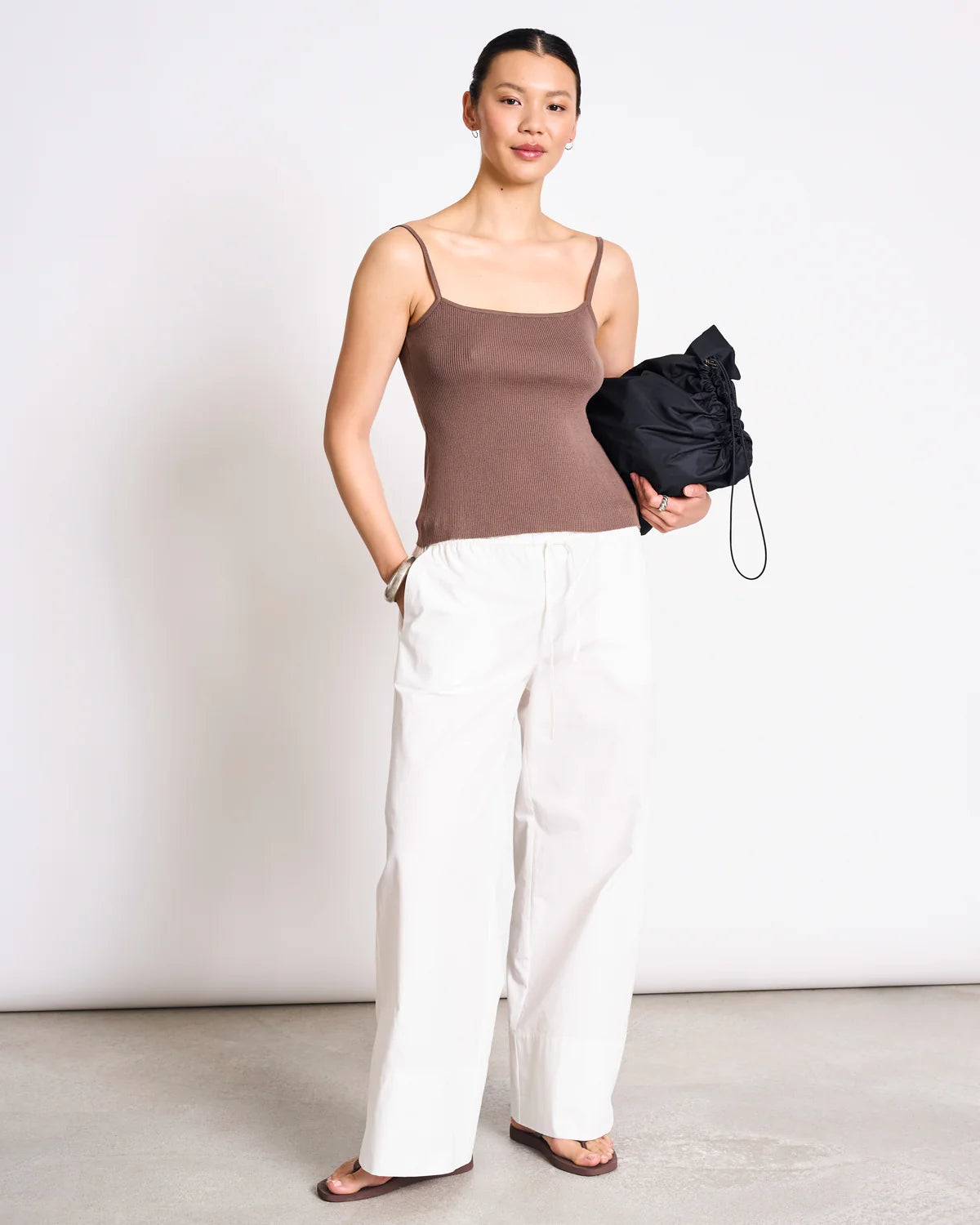 JAN N JUNE - CASTANEA Knit Spaghetti Top clay - WERTE FREUNDE