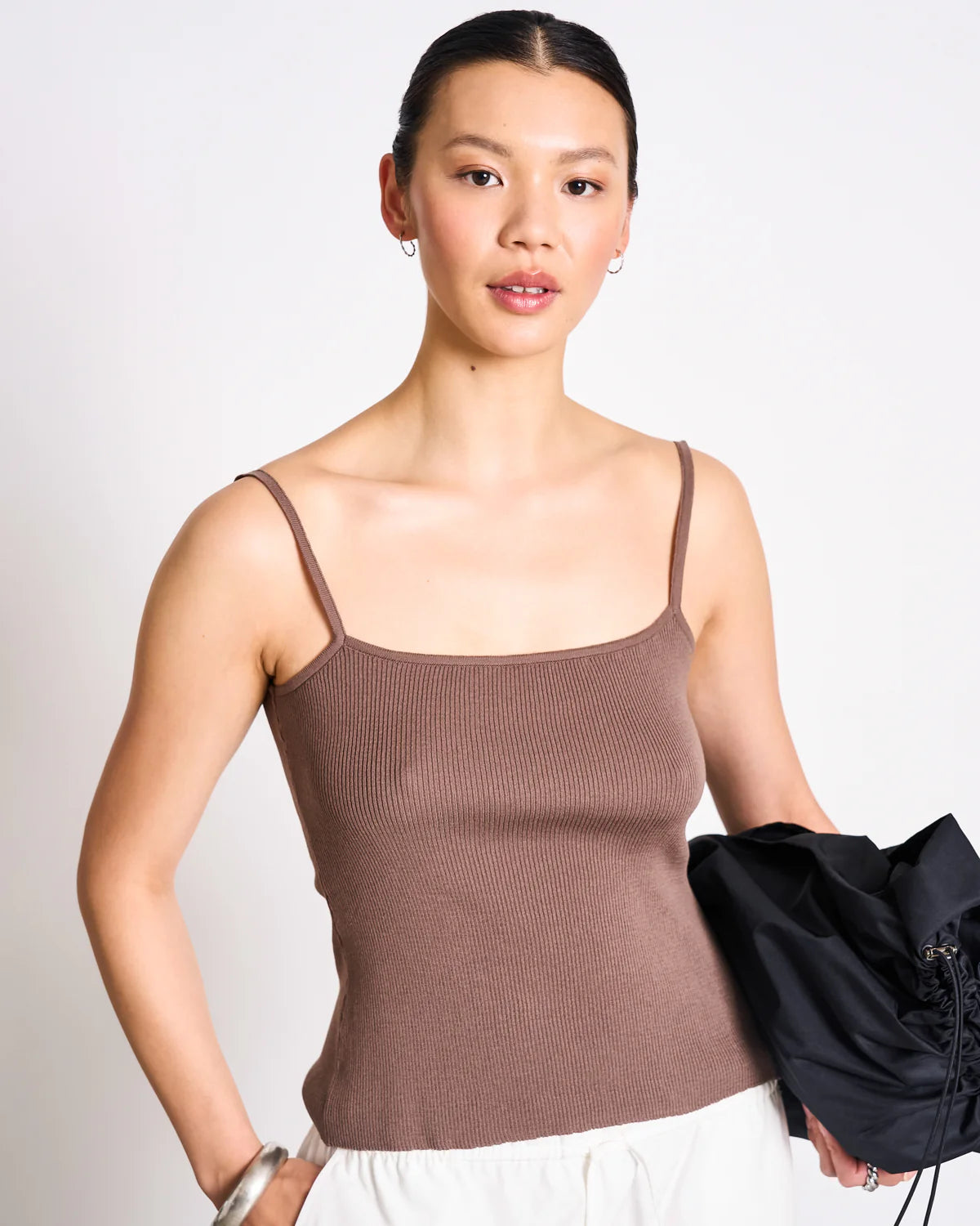 JAN N JUNE - CASTANEA Knit Spaghetti Top clay - WERTE FREUNDE