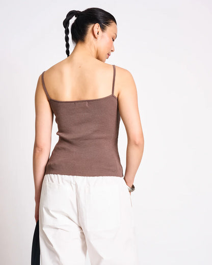 JAN N JUNE - CASTANEA Knit Spaghetti Top clay - WERTE FREUNDE