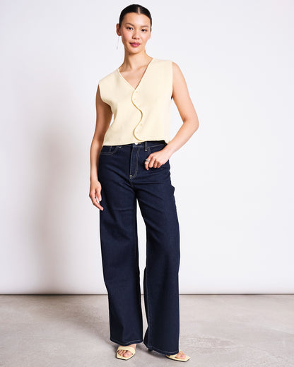 JAN N JUNE - CORYL Wavy Knit Vest buttermilk - WERTE FREUNDE