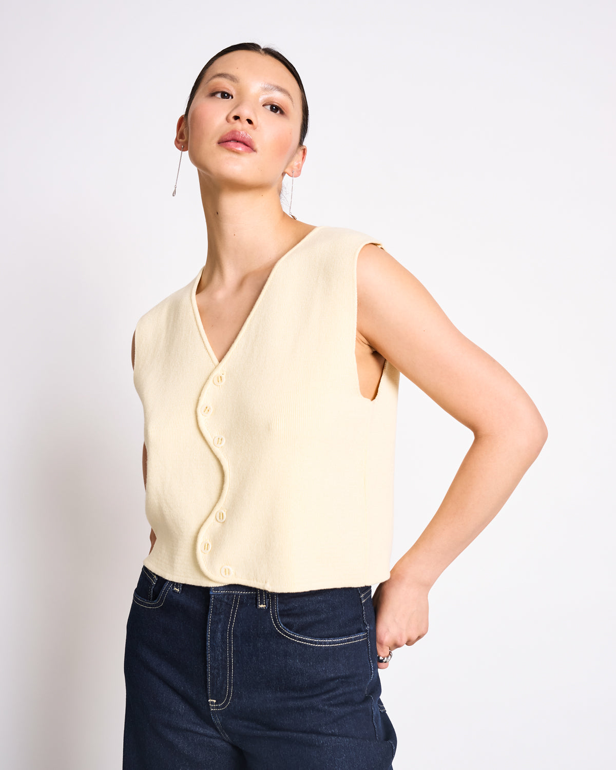 JAN N JUNE - CORYL Wavy Knit Vest buttermilk - WERTE FREUNDE