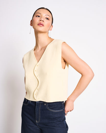 JAN N JUNE - CORYL Wavy Knit Vest buttermilk - WERTE FREUNDE
