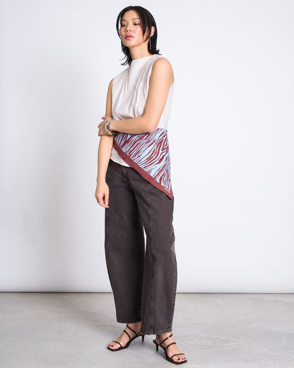 JAN N JUNE - VAD PRINTED COTTON SCARF blue zebra print