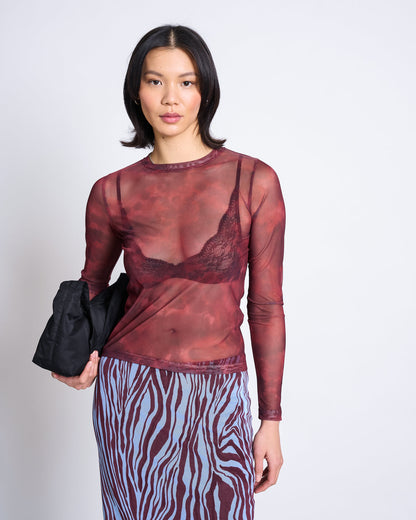 JAN N JUNE - DORA MESH LONGSLEEVE carmine curl